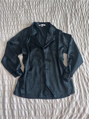 Victoria's Secret Black Satin Pajama Button Up (S)